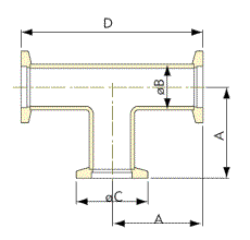 Vacuum component KF T-piece