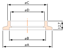 KF Vacuum component weld flange very short