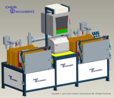 Automatic helium leak testing system with two chambers for LPG tanks.