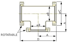 T-piece, 2 flanges rotatable