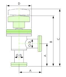 Manual angle valve with bonnet seal of metal   NW100CF