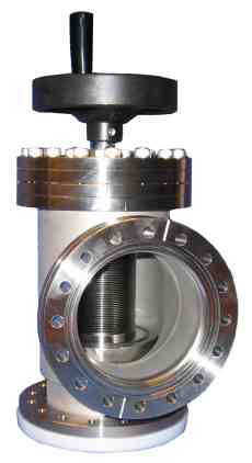 Manual angle valve with bonnet seal of metal   NW100CF. Click for bigger picture in new window.