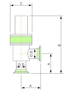 Pneumatic angle valve with O-ring bonnet seal NW25KF