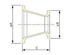 Vakuum komponent rostfri reducering, KF/KF ritning