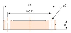 Blindfläns, fast, CF-F, ritning