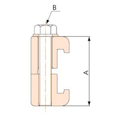 Vakuum komponent ISO spännklo, dubbel, al, ritning